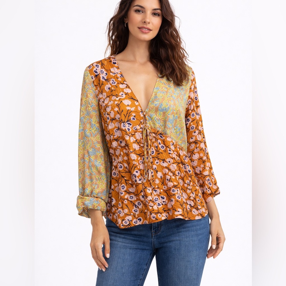 Calypso Floral Wrap Silk Kimono Blouse by Christiane Celle